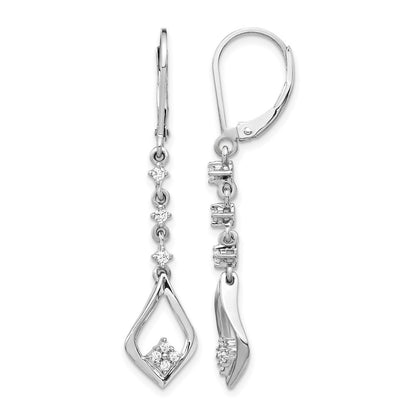 10K White Gold Diamond Leverback Dangle Earrings