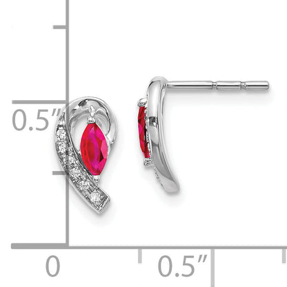 10K White Gold Diamond And Ruby Earrings