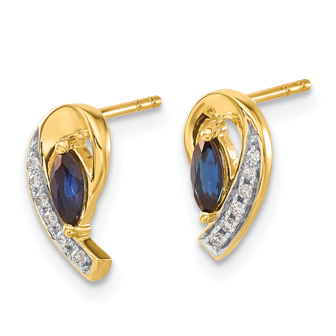 10K Yellow Gold Diamond And Sapphire Earrings