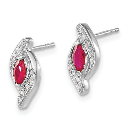 10K White Gold Diamond And Ruby Earrings