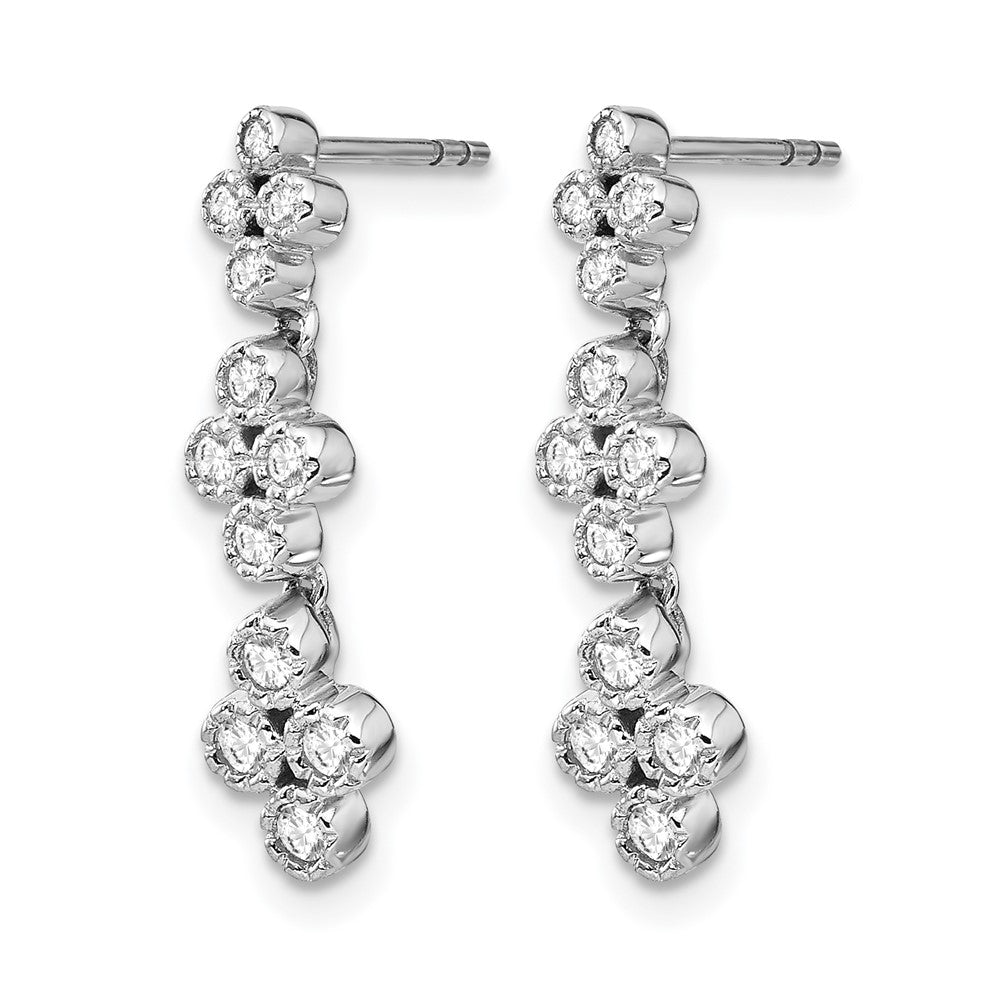 14K White Gold True Origin 3/8 Carat Lab Grown Diamond Vs Def Floral Bloom Post Dangle Earrings