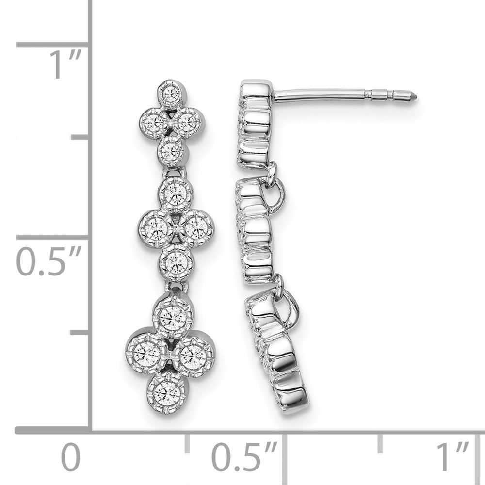 14K White Gold True Origin 3/8 Carat Lab Grown Diamond Vs Def Floral Bloom Post Dangle Earrings