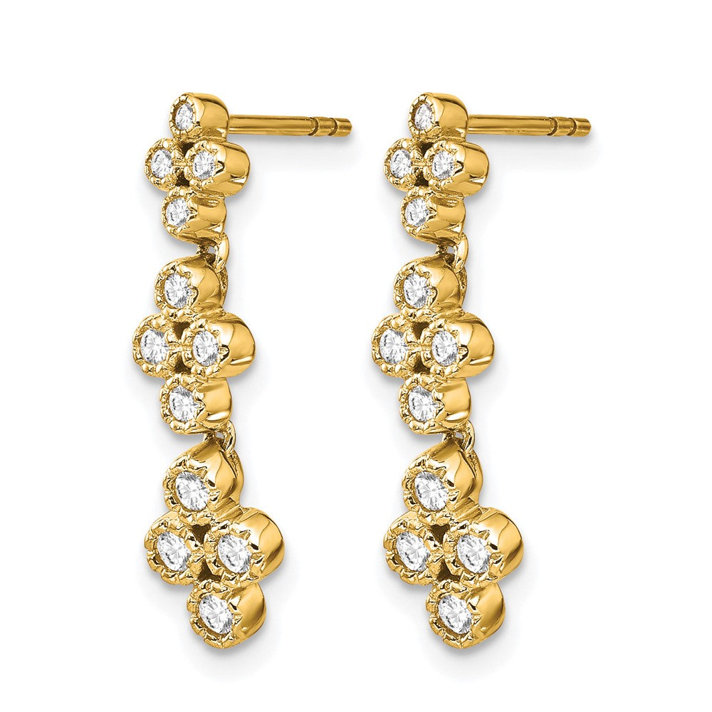 14K Yellow Gold True Origin 3/8 Carat Lab Grown Diamond Vs Def Floral Bloom Post Dangle Earrings