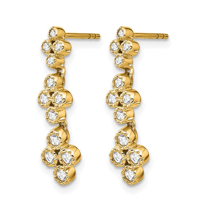 14K Yellow Gold True Origin 3/8 Carat Lab Grown Diamond Vs Def Floral Bloom Post Dangle Earrings