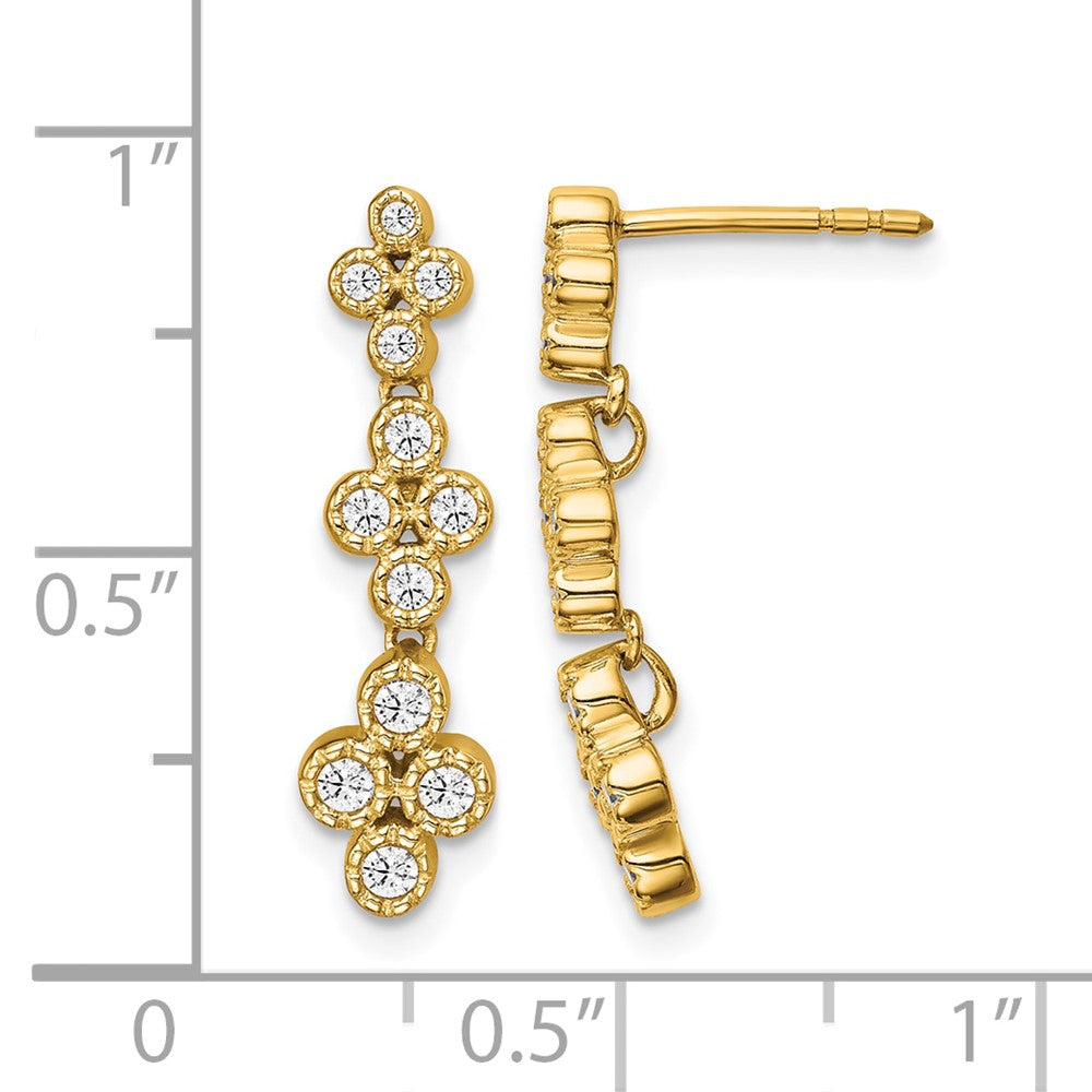 14K Yellow Gold True Origin 3/8 Carat Lab Grown Diamond Vs Def Floral Bloom Post Dangle Earrings