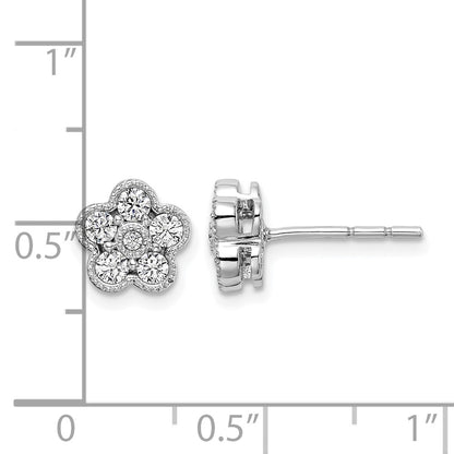 14K White Gold True Origin 1/2 Carat Lab Grown Diamond Vs Def Floral Post Earrings