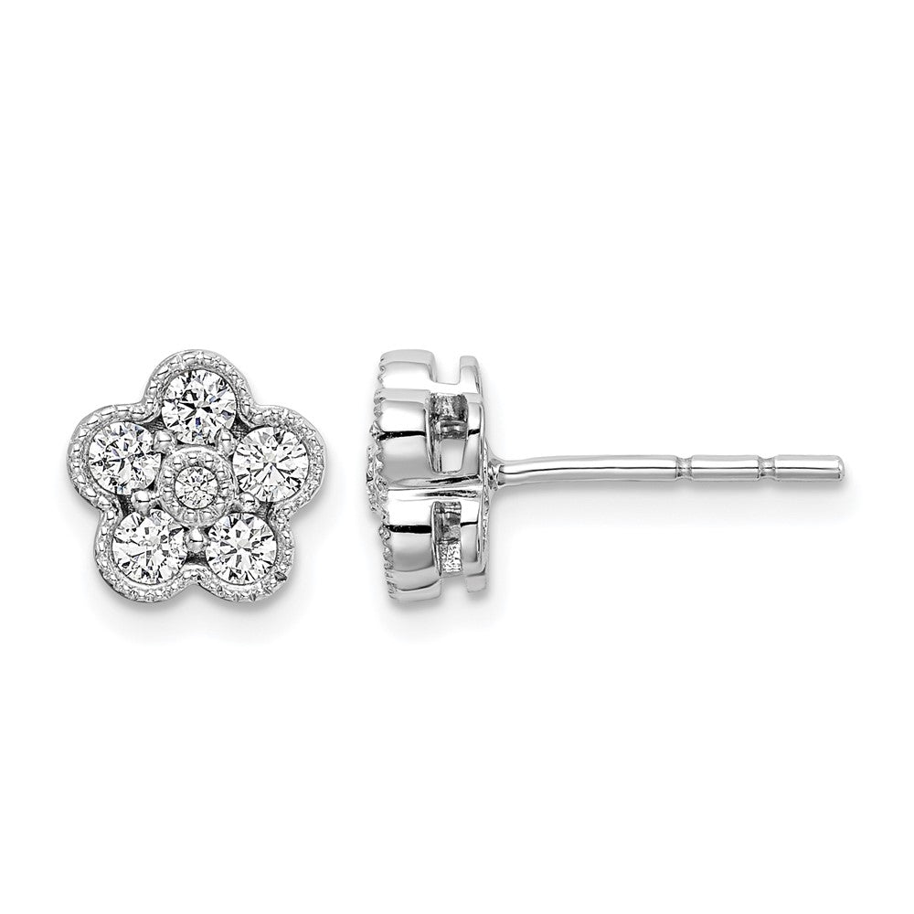 14K White Gold True Origin 1/2 Carat Lab Grown Diamond Vs Def Floral Post Earrings