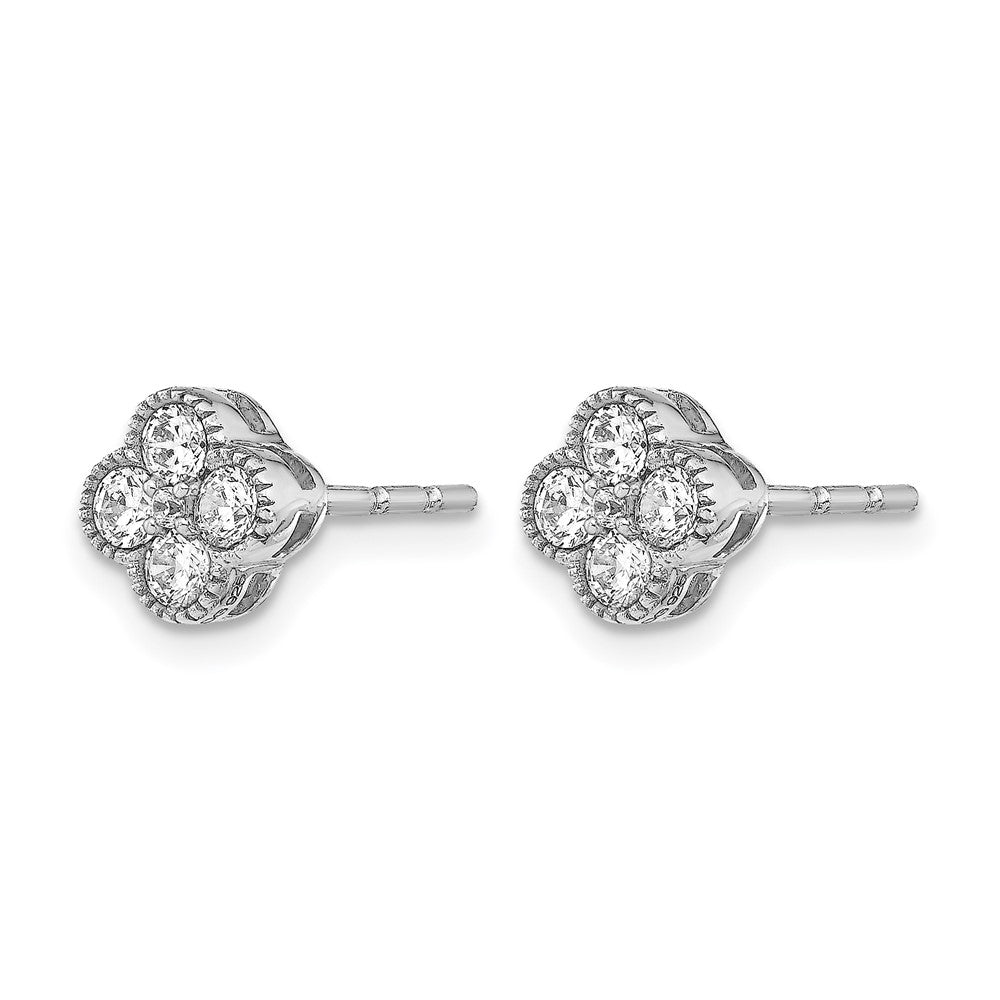 14K White Gold True Origin 1/2 Carat Lab Grown Diamond Vs Def Bloom Floral Post Earrings
