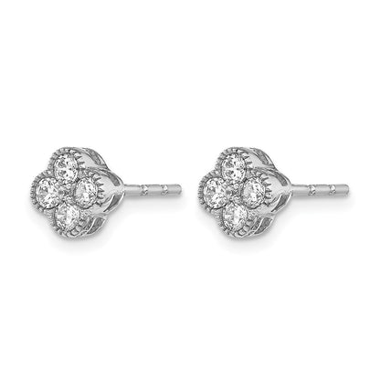 14K White Gold True Origin 1/2 Carat Lab Grown Diamond Vs Def Bloom Floral Post Earrings