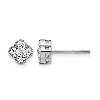 14K White Gold True Origin 1/2 Carat Lab Grown Diamond Vs Def Bloom Floral Post Earrings