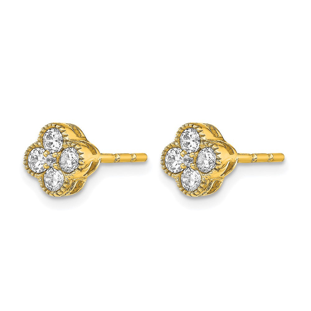 14K Yellow Gold True Origin 1/2 Carat Lab Grown Diamond Vs Def Bloom Floral Post Earrings