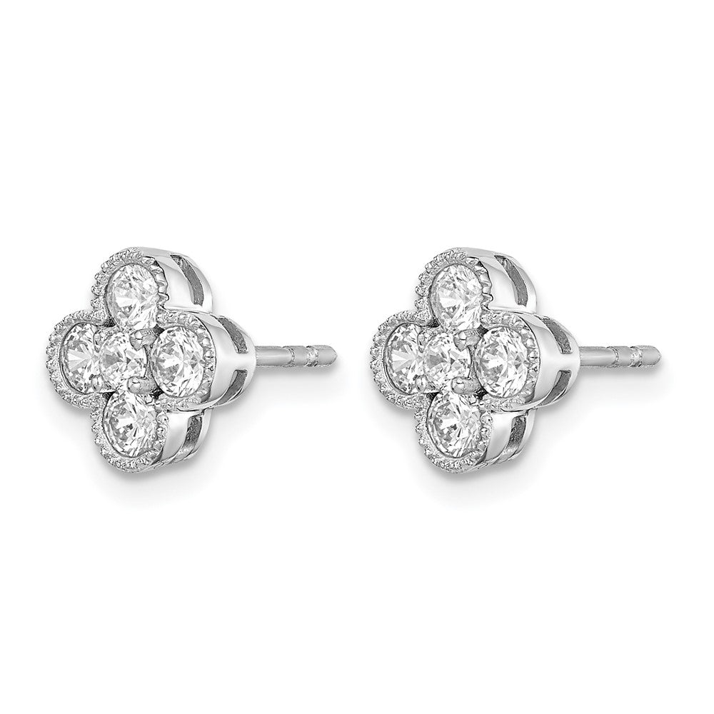 14K White Gold True Origin 3/4 Carat Lab Grown Diamond Vs Def Bloom Floral Post Earrings