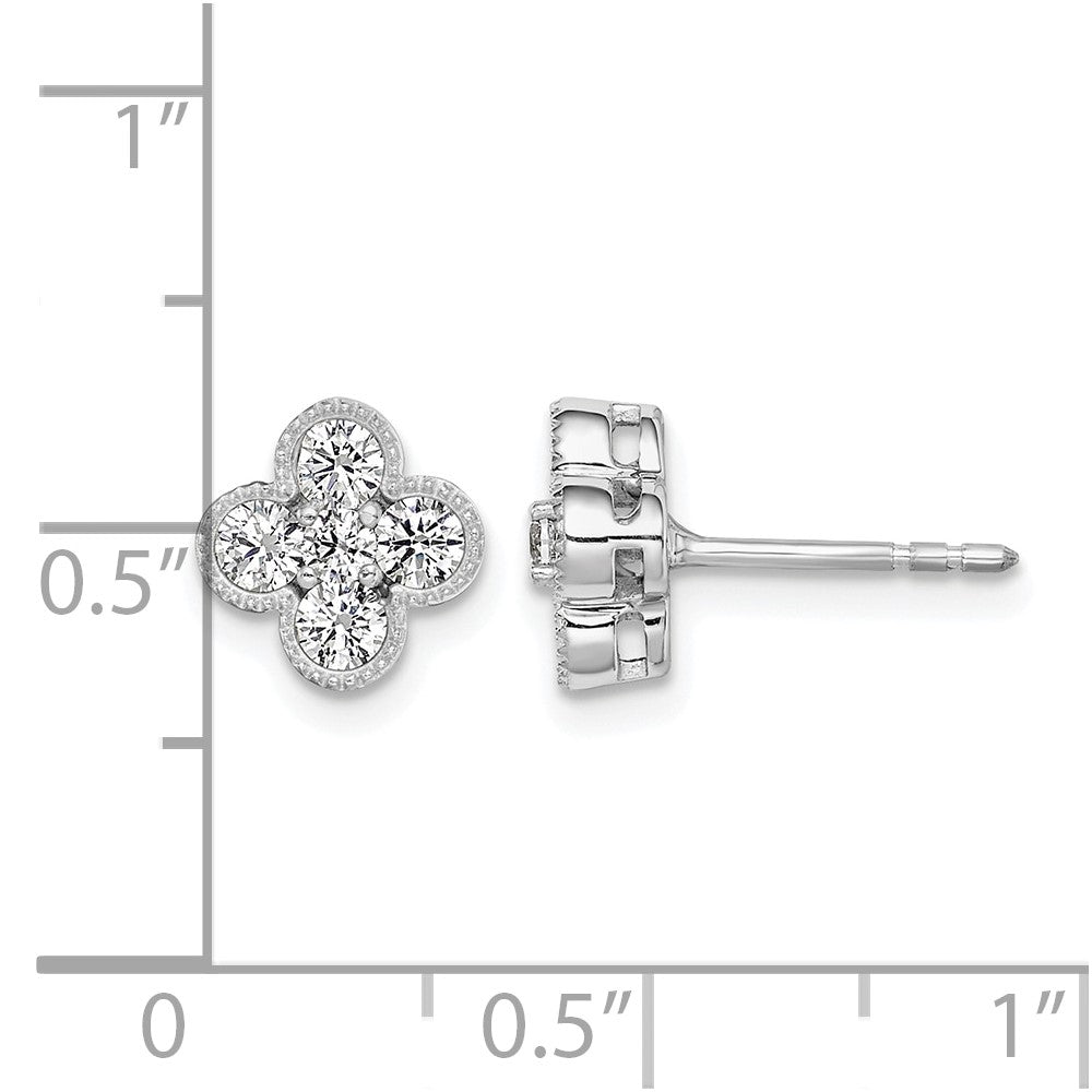 14K White Gold True Origin 3/4 Carat Lab Grown Diamond Vs Def Bloom Floral Post Earrings