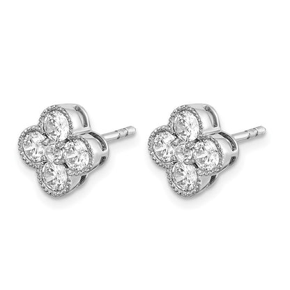 14K White Gold True Origin 1 Carat Lab Grown Diamond Vs Def Bloom Floral Post Earrings