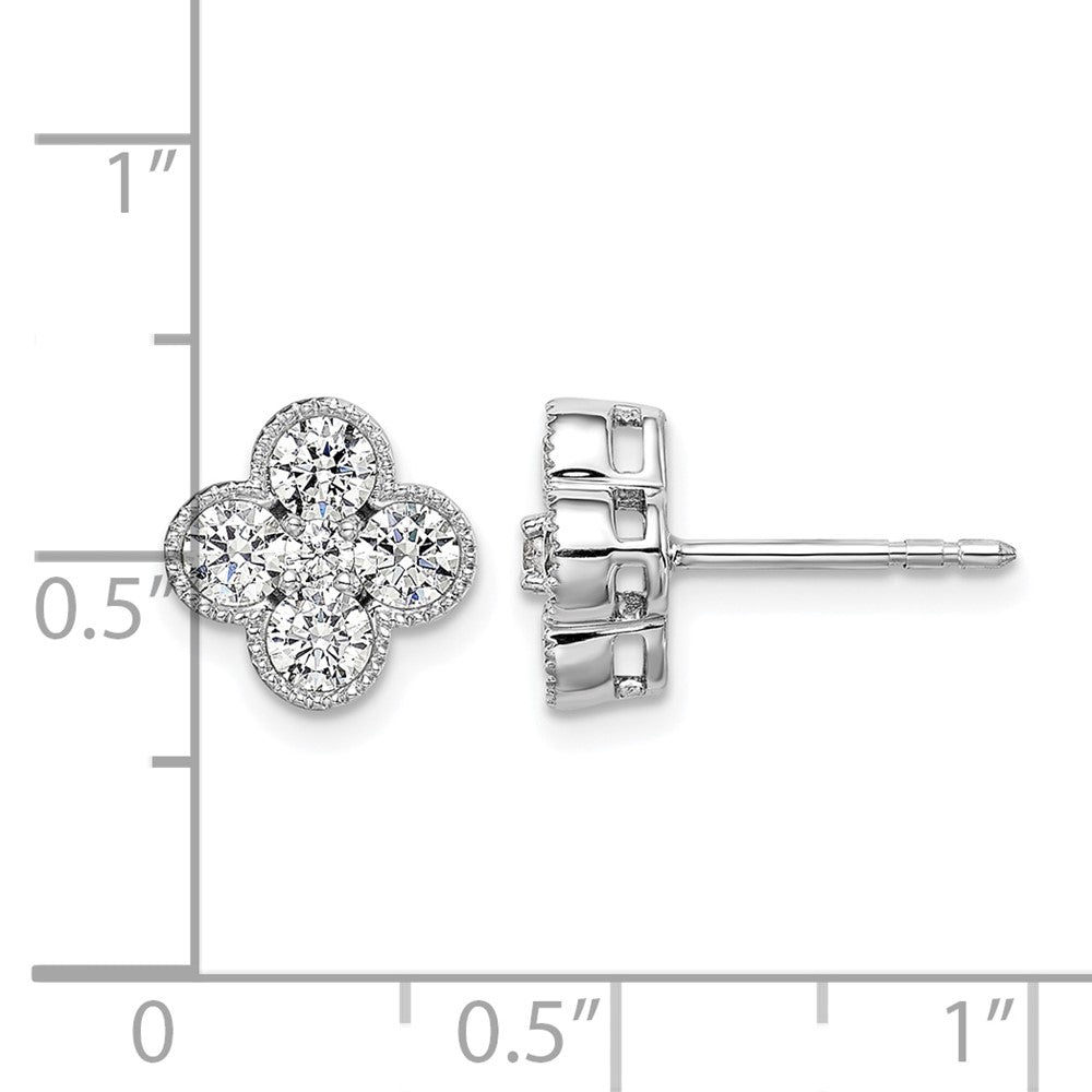 14K White Gold True Origin 1 Carat Lab Grown Diamond Vs Def Bloom Floral Post Earrings