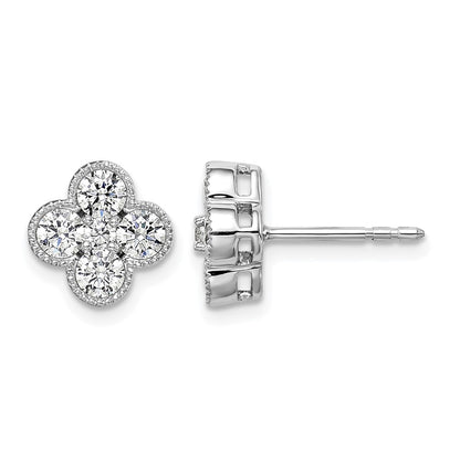 14K White Gold True Origin 1 Carat Lab Grown Diamond Vs Def Bloom Floral Post Earrings