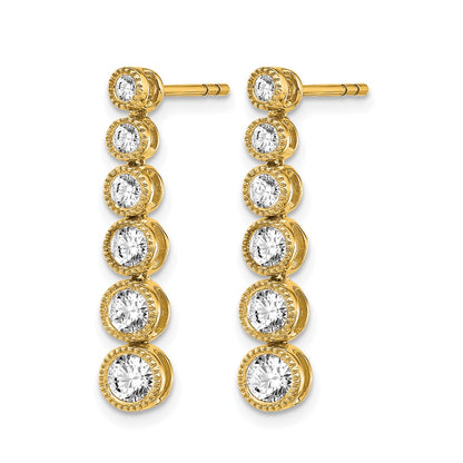 14K Yellow Gold True Origin 1 Carat Lab Grown Diamond Vs Def Graduated Dangle Post Earring