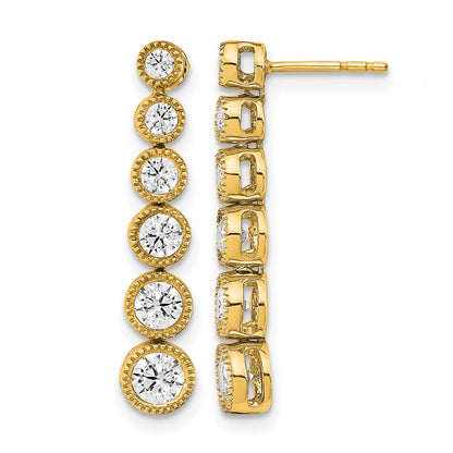 14K Yellow Gold True Origin 1 Carat Lab Grown Diamond Vs Def Graduated Dangle Post Earring