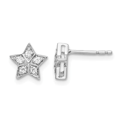 14k White Gold 1/10 Ct. Lab Grown Diamond VS/SI+ G+ Star Post Earrings