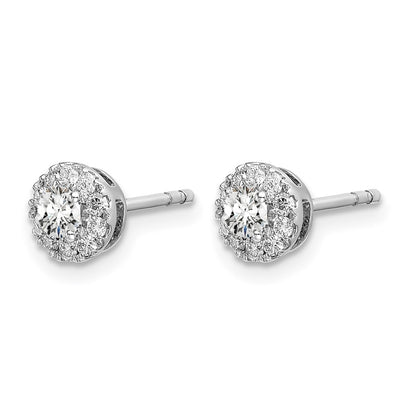 14k White Gold 1/2 Ct. Lab Grown Diamond VS/SI+ G+ Round Halo Post Earrings