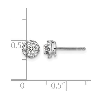 14k White Gold 1/2 Ct. Lab Grown Diamond VS/SI+ G+ Round Halo Post Earrings