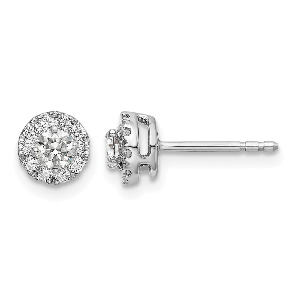 14k White Gold 1/2 Ct. Lab Grown Diamond VS/SI+ G+ Round Halo Post Earrings