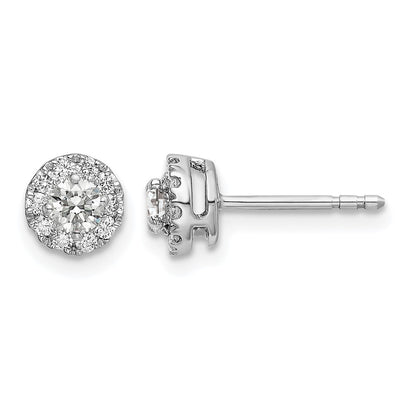 14k White Gold 1/2 Ct. Lab Grown Diamond VS/SI+ G+ Round Halo Post Earrings