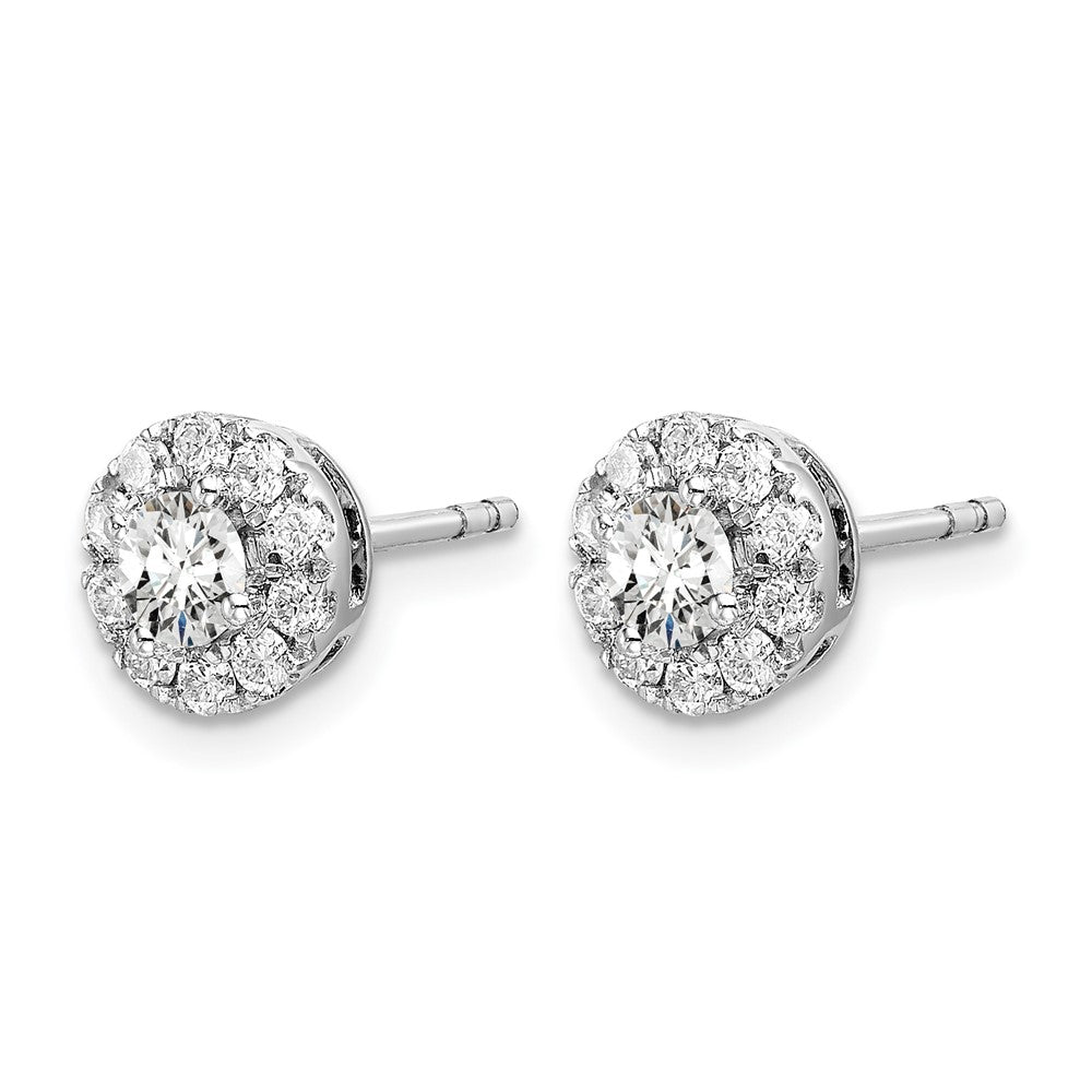 14k White Gold 3/4 Ct. Lab Grown Diamond VS/SI+ G+ Round Halo Post Earrings