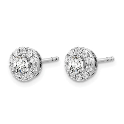 14k White Gold 3/4 Ct. Lab Grown Diamond VS/SI+ G+ Round Halo Post Earrings