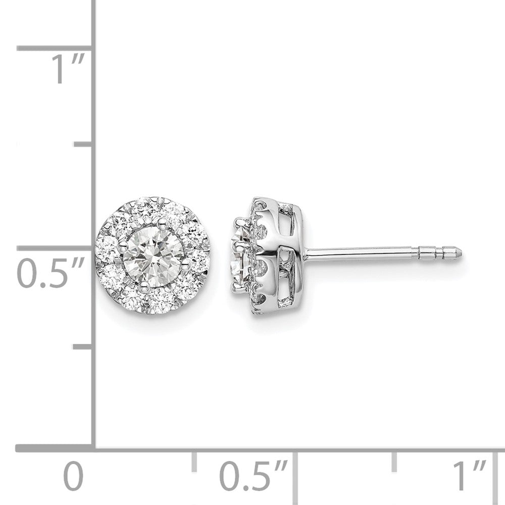 14k White Gold 3/4 Ct. Lab Grown Diamond VS/SI+ G+ Round Halo Post Earrings