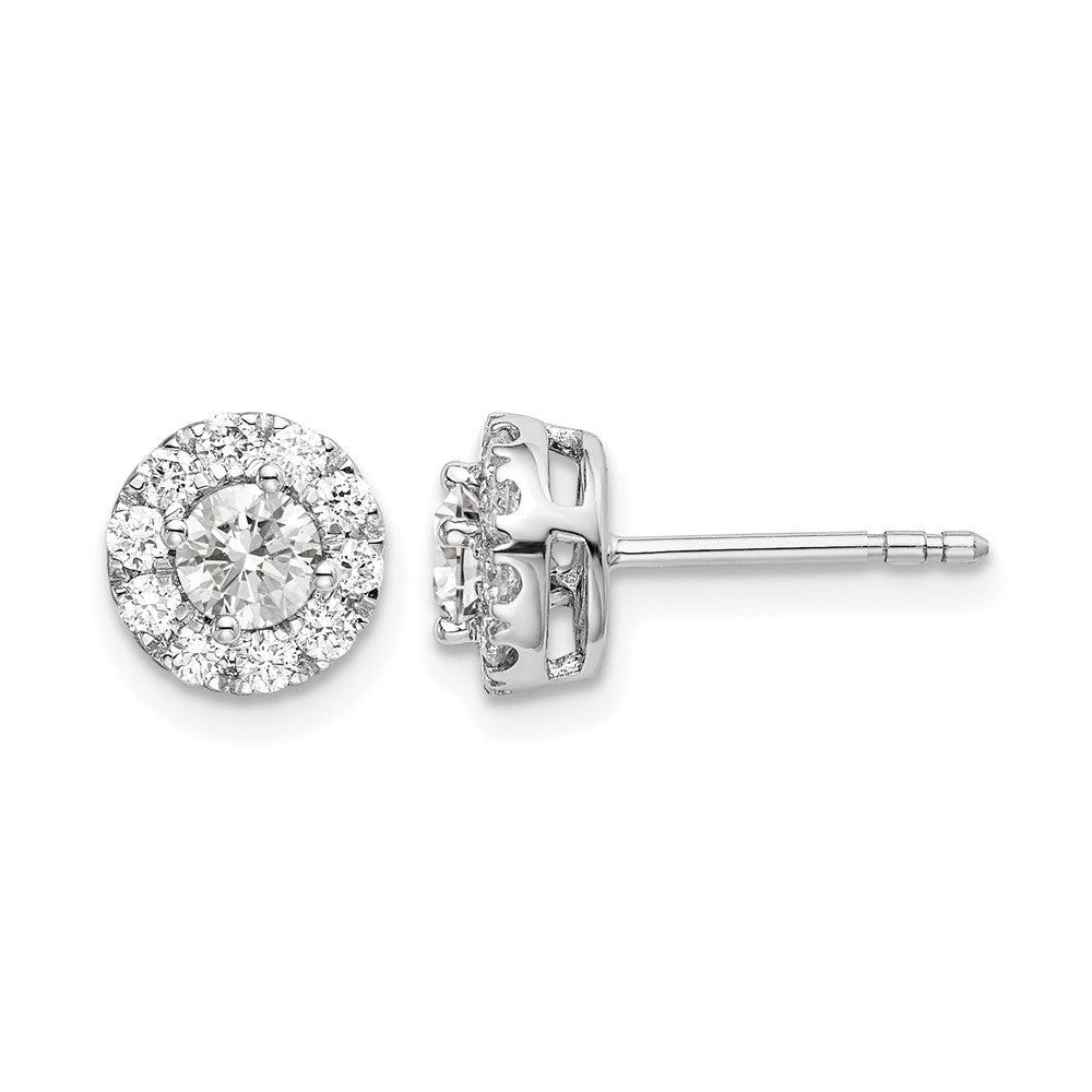 14k White Gold 3/4 Ct. Lab Grown Diamond VS/SI+ G+ Round Halo Post Earrings