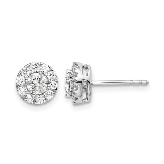 14k White Gold 3/4 Ct. Lab Grown Diamond VS/SI+ G+ Round Halo Post Earrings