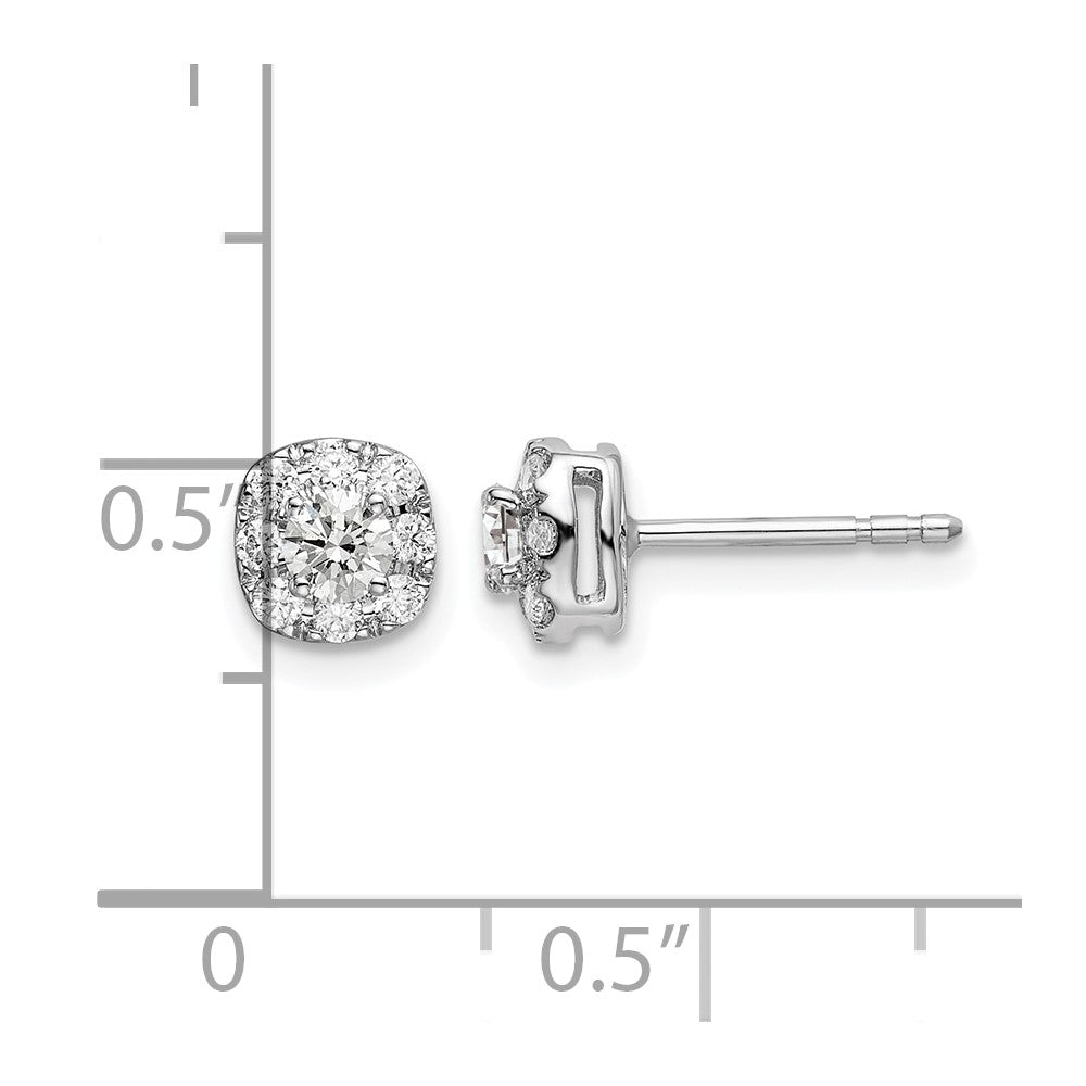 14k White Gold 1/2 Ct. Lab Grown Diamond VS/SI+ G+ Complete Cushion Halo Post Earrings
