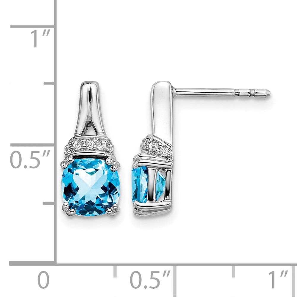 10K White Gold Blue Topaz And Diamond Earrings