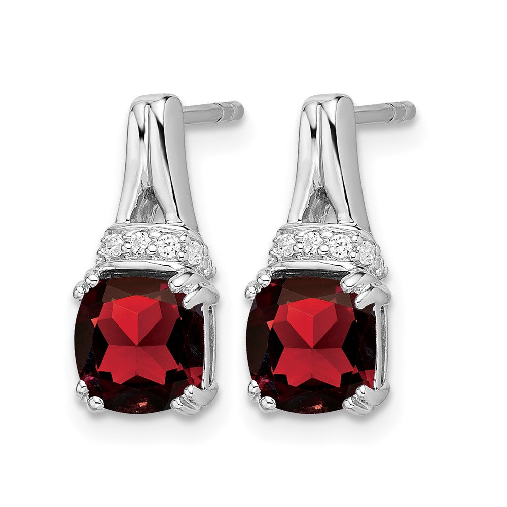 10K White Gold Garnet And Diamond Earrings
