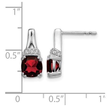 10K White Gold Garnet And Diamond Earrings