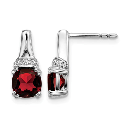 10K White Gold Garnet And Diamond Earrings