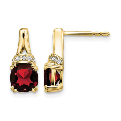 10K Yellow Gold Garnet And Diamond Earrings