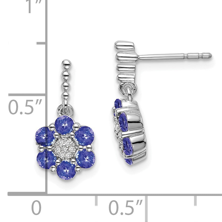 14K White Gold Tanzanite And Diamond Earrings