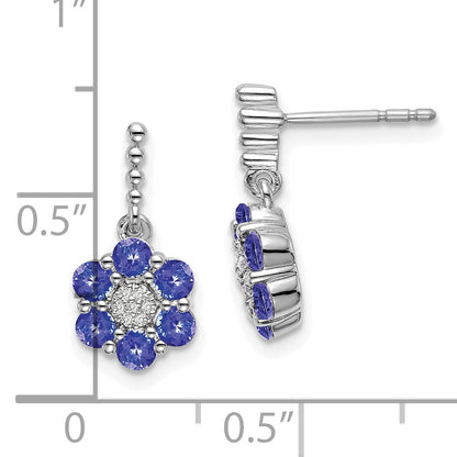 14K White Gold Tanzanite And Diamond Earrings
