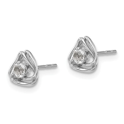 14K White Gold Lab Grown VS/SI+ G+ Diamond Knot Post Earrings