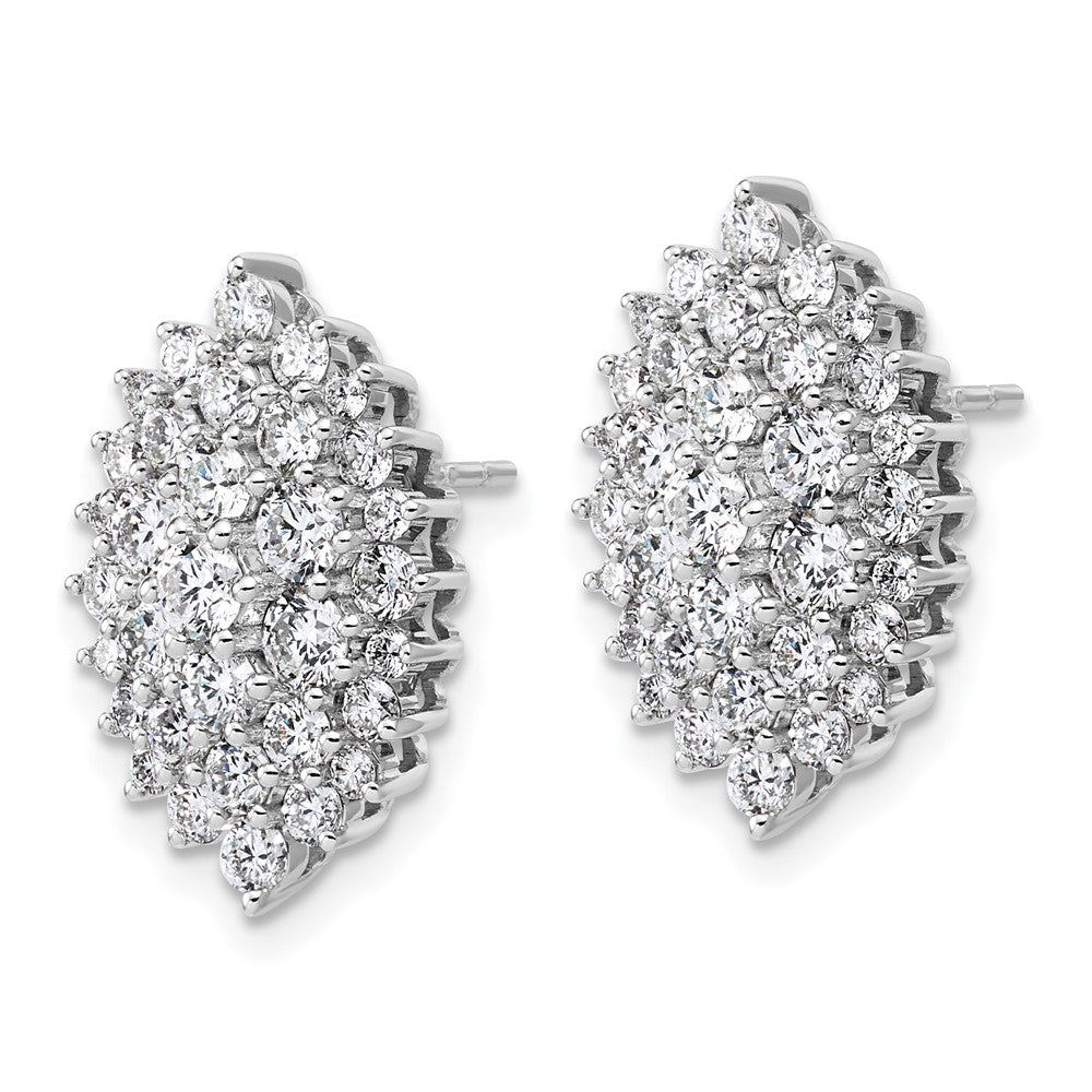 14K White Gold 2 1/2 Carat Lab Grown Diamond Vs/Si+ G+ Complete Cluster Post Earrings