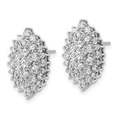 14K White Gold 2 1/2 Carat Lab Grown Diamond Vs/Si+ G+ Complete Cluster Post Earrings