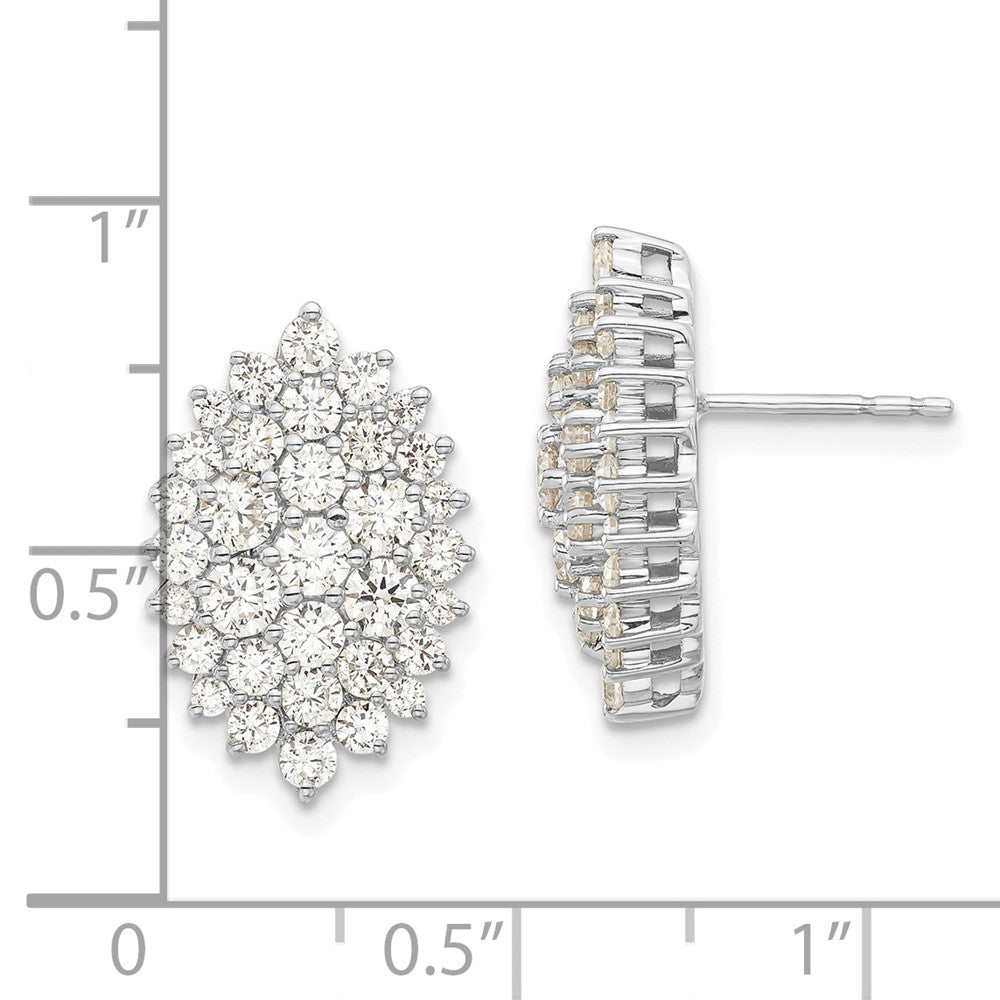 14K White Gold 2 1/2 Carat Lab Grown Diamond Vs/Si+ G+ Complete Cluster Post Earrings