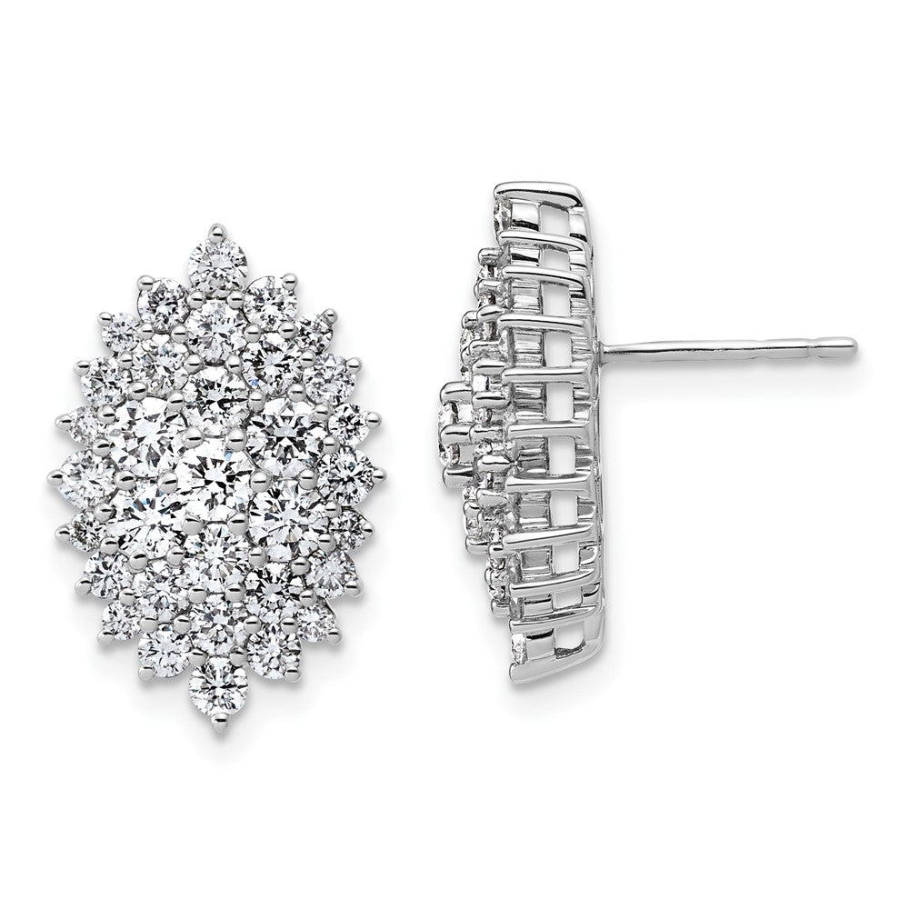 14K White Gold 2 1/2 Carat Lab Grown Diamond Vs/Si+ G+ Complete Cluster Post Earrings