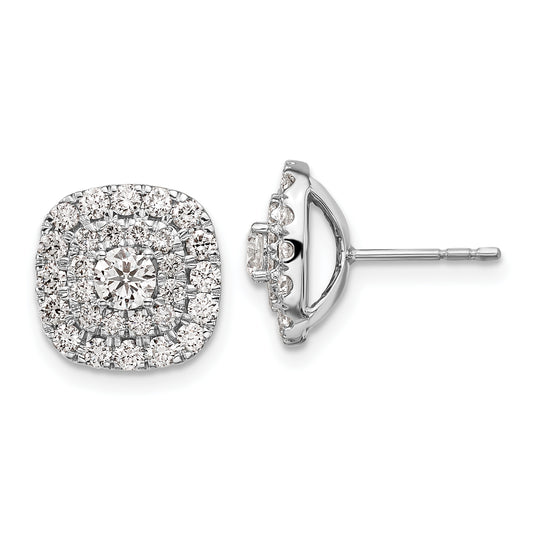 14k White Gold 1 1/2 Ct. Lab Grown Diamond VS/SI+ G+ Double Halo Post Earrings