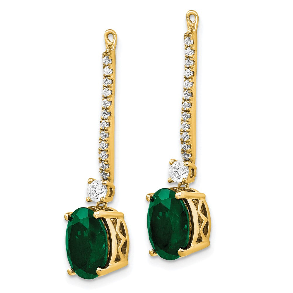 14K White Gold Lab Grown VS/SI+ G+ Diamond & Created Emerald Earring Jackets