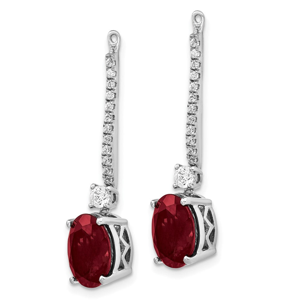 14k White Gold 1/2 Ct. Lab Grown Diamond VS/SI+ G+ and Lab Created Ruby Earring Jackets