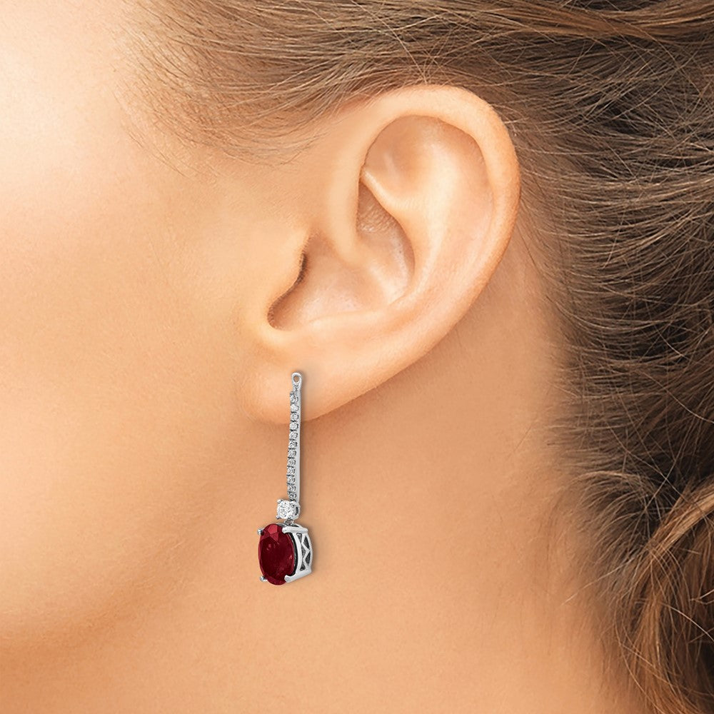 14k White Gold 1/2 Ct. Lab Grown Diamond VS/SI+ G+ and Lab Created Ruby Earring Jackets