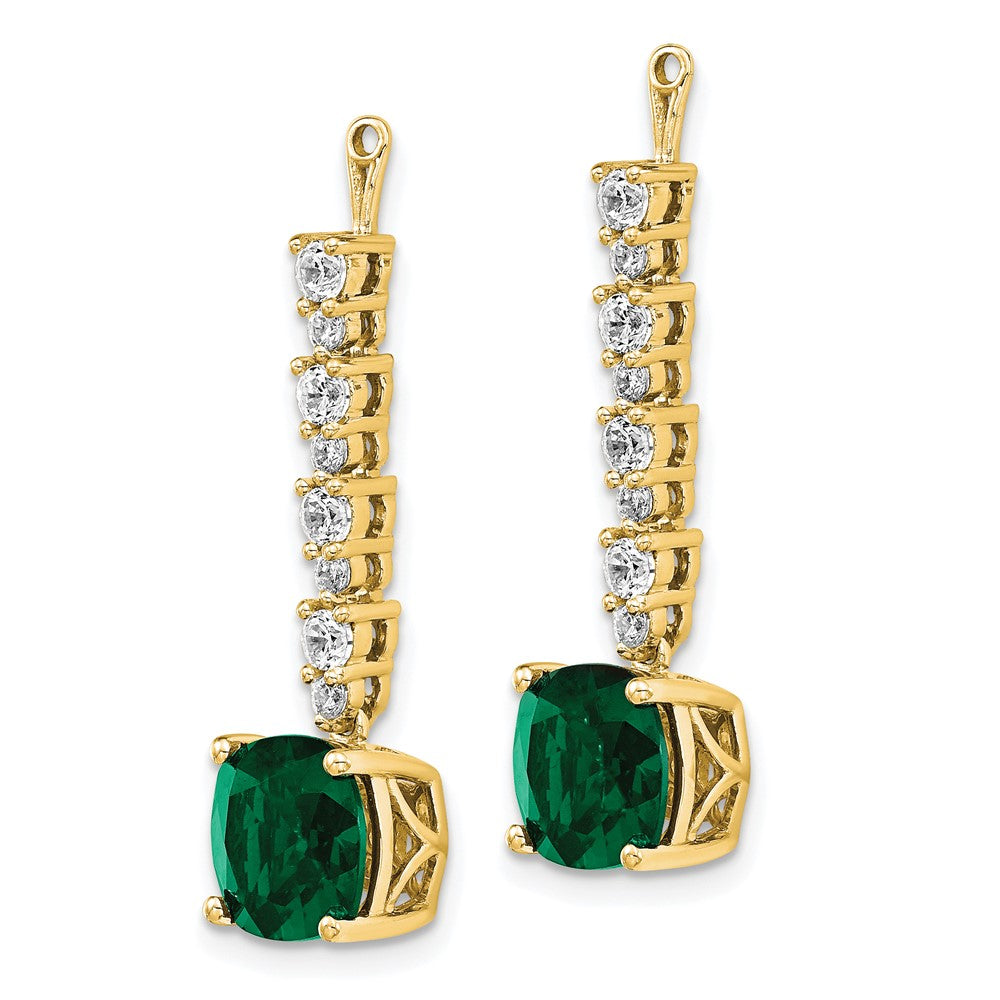 14k Yellow Gold Lab Grown VS/SI FGH Dia & Created Emerald Earring Jackets